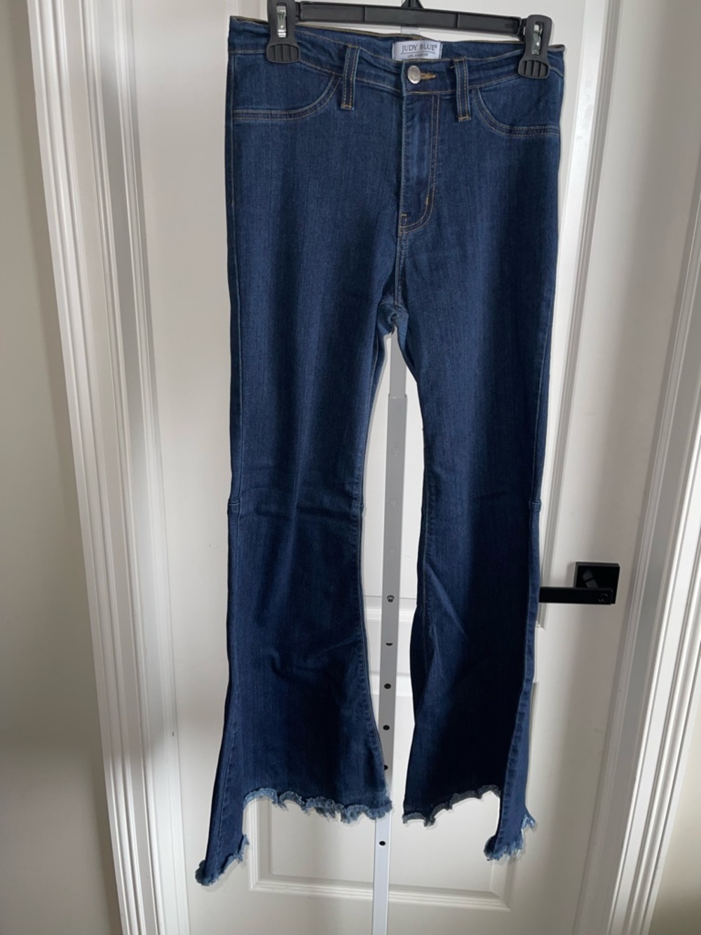 Judy Blue Flare Jeans Size 7/28 Raw Hem Frayed High Rise Stretch Denim